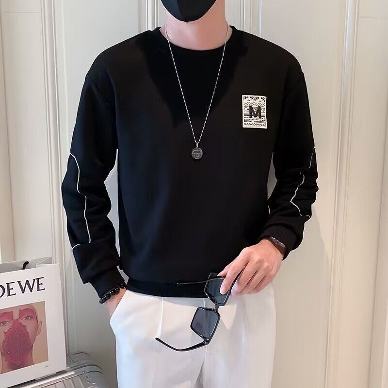 Daily Wear Crewneck Sweatshirt Men'S Pullover Jacket Men'S White Inner T-Shirt Top - Image 2